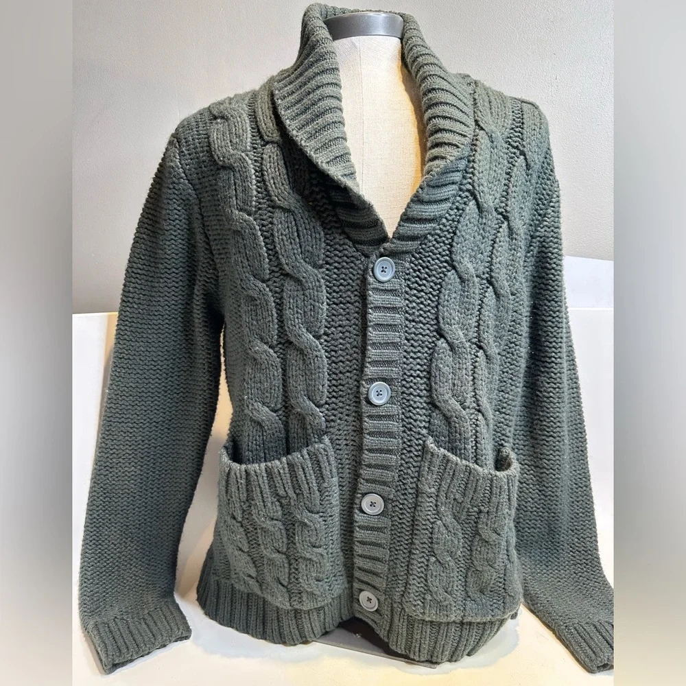 H&M Men's Shawl Collar Cable Knit Cardigan